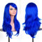 Colorful panda 28 Zoll/70 cm lange gewellte cosplay perücke für frauen, volles haar mit pony lange lockige synthetische perücke für mädchen, anime Cosplay Halloween kostüm party Perücke (blau)