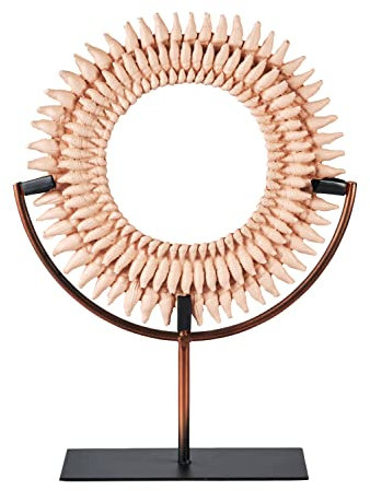 MichaelNoll Muschel Dekofigur Statue Skulptur aus Polyresin Rosa Boho - Maritime Deko für Wohnung - Dekoration modern für Wohnzimmer, Schlafzimmer oder Badezimmer - 28,5x10x38 cm
