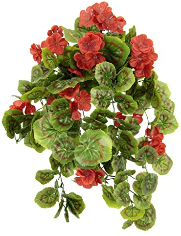 Flair Flower Pianta artificiale da appendere, geranio, geranio, geranio, fiori di seta, fiori artificiali, geranio, balcone, pianta d'appartamento, pianta classica, cespuglio di fiori, ghirlande