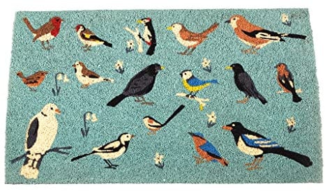 Rex London - Fußmatte aus Kokosfaser mit Vogelmotiv, rutschfeste Unterseite, 73 × 43 × 1,5 cm, Blau