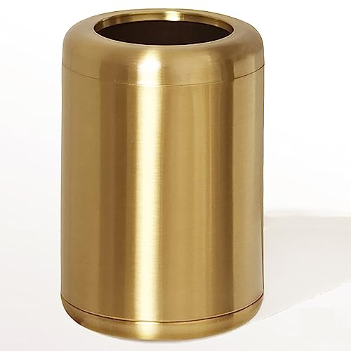 LEASYLIFE Brushed Stainless Steel Trash can,Removable Inner Bin,Open Top Wastebasket Bin,Garbage Can for Bathroom,Living Room,Office,Bedroom,Hotel (135gold)