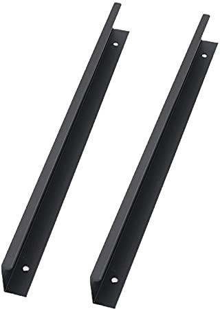 2 Stück Versteckter Schrankgriff Möbelgriffe Schwarz Aluminium Türklinken Modernes Küchengriffe Türgriff Schubladengriff Knöpfe für Kleiderschrank,Schlafzimmer,Badezimmer (Total length 250mm)