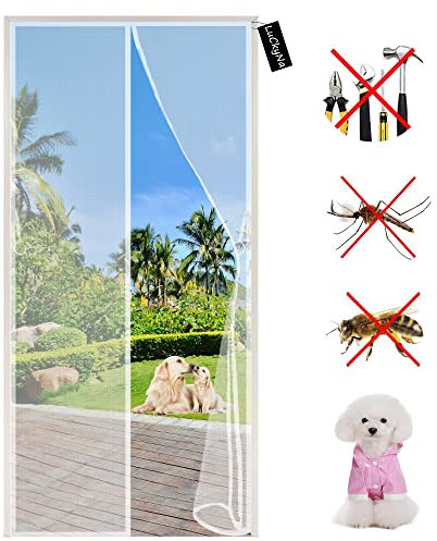 Zanzariera Magnetica 105 x 195 cm Tenda Magnetica Si Impedisce Agli Insetti Chiusura Automatica Impedendo Agli Insetti Di Entrare per porte da balcone, cantine, terrazze - Bianco