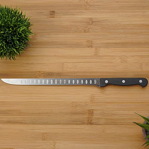 TS Tactical Store Cuchillo Jamonero Profesional de Acero Inoxidable con alveolos color negro | Hoja de 25,5cm TOP CUTLERY - 17135