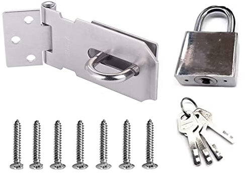 Cadenas à Moraillon en Acier Inoxydable，errures de porte Loquet à moraillon，Cadenas Moraillon，pour Porte en Bois, Jardin, Fenêtres, Armoires, Garage.