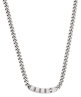 Emporio Armani Halskette Für Männer Sentimental, Länge: 450mm, Höhe: 5mm, Breite: 43mm Silber Edelstahl Halskette, EGS2906040