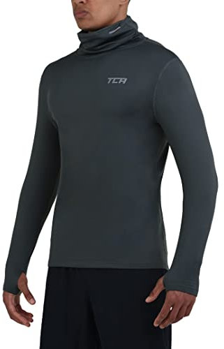 TCA Herren Warm-Up Trichterhals Thermo Laufshirt - Dunkelgrün, XL