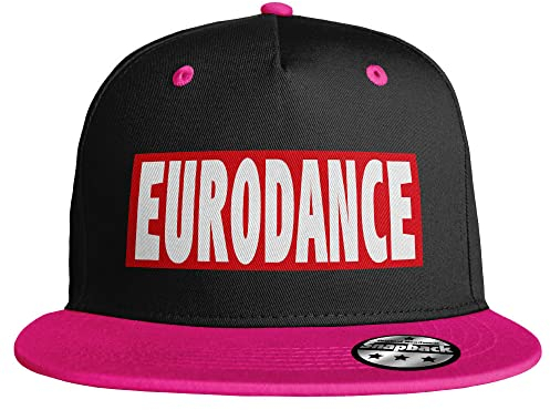 MERCHIFY Eurodance Snapback Cap 90er 90s Electronic Music elektronische Musik Club DJ Nachtleben (10 Farbvarianten), Farbe: Schwarz/Pink
