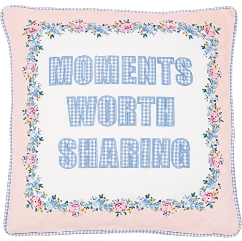 Greengate COTCUS40ELRA2802 Laura Moments Kissenhülle Dusty Blue emb. 40x40 cm (1 Stück)