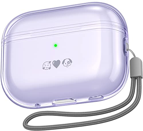 NIUTRENDZ Klar Airpods Pro 2 Hülle TPU-Schutzhüllen mit Handschlaufe [Front-LED Sichtbar] [Kabelloses Laden] Kompatibel mit Apple AirPods Pro 2nd Generation & USB-C