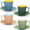 ARRADENS Teetassen und Untertassen, 213 ml, große Espressotassen 4er-Set, Porzellan-Kaffeetasse und Untertasse, spülmaschinen- und mikrowellengeeignet, Kaffeetasse für Cappuccino, Latte, Mokka,