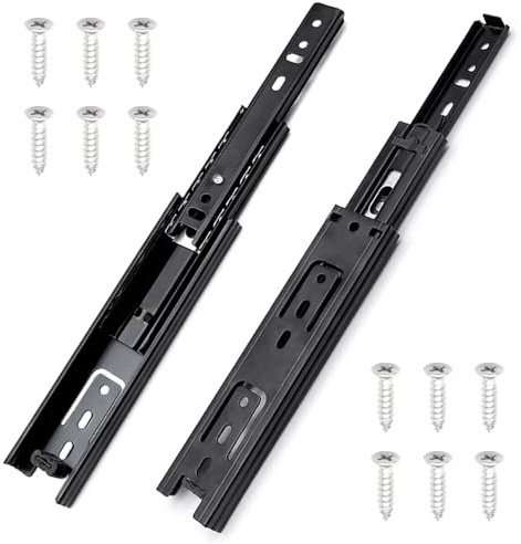 KtbeYTi 2 Stück Schubladenschienen,45 x 150 mm Schubladenführung,Schubladenschienen Kugelgelagert,Vollauszug 285 mm Tragkraft 45 kg für Kleiderschrank,Tischschublade,Schwarz