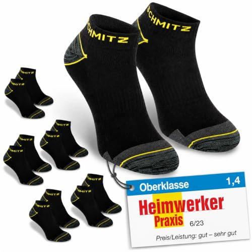 SCHMITZ.Tools Arbeitssocken Herren kurz - Anti-Loch-Versprechen | Verstärkte Fersen und Zehen - Work Socken aus Baumwolle - Extrem Bequem & Passgenau - Geeignet für Sicherheitsschuhe