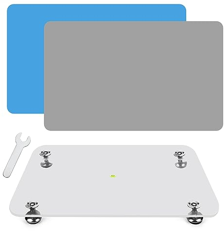 Nivellierbrett, 40x30cm Transparent Nivellierbrett für Epoxidharz mit Grauer und Blauer Silikonunterlage Verstellbarer Selbstnivellierender Tisch für Heimwerker Acryl-Gießwerkzeug