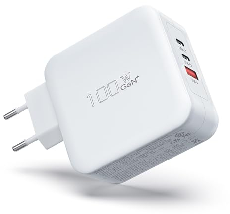 BIUBOTY USB C Ladegerät, 100W Netzteil 3-Port GaN PD Charger mit PPS Schnellladegerät kompatibel mit MacBookPro, MacBook Air, iPad, iPhone 14/14 Max/13/12, S22, S21 und mehr