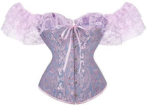 Edhomenn Damen-Korsett aus Spitze, Taillenformung, schmal, Fischgräten-Bandage, Kordelzug, Dessous, Cincher, Y2K, sexy Blumenmuster, für Hochzeit, Party, Bustier, 01 lila, M