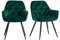 AINPECCA Dining chairs with Velvet Thick Padded Upholstered Kitchen Tub Chair Armchair with Backrest Metal Legs Living room Reception Leisure Chairs for Bedroom Lounge Office(Green,2)