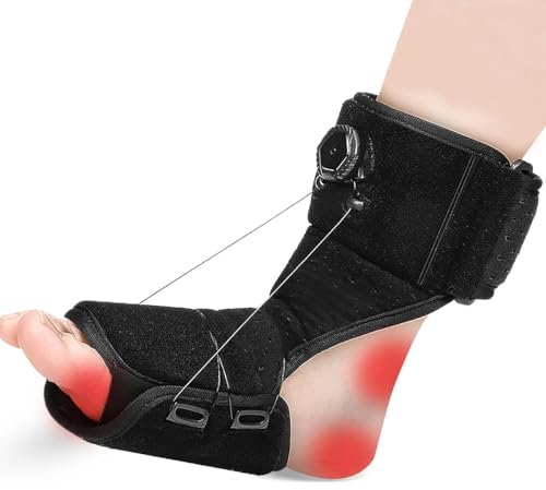 Aiorddl Plantarfasziitis-Nachtschiene mit Knaufverstellung, für Plantarfasziitis, Tag&Nacht, Entlastungsschiene zur Linderung von Plantarfasziitis, Achillessehnenentzündung und Fußsenkung