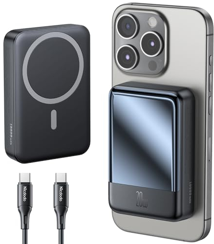 Power Bank 20000mAh Magnético, Mcdodo Bateria Externa mag-Safe, PD 20W Carga Rapida Inalámbrico Cargador Portátil con Pantalla LED USB-C Compatible con iPhone 12/13/14/15 Pro/Mini/Pro MAX