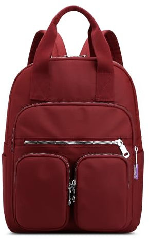 FOLOVEYA Mode Sac à Dos Femme Ordinateur Portable 15 Pouces Sac à Dos Scolaire Filles Sac a Dos PC Portable Sacs D'école pour Travail Voyage Collège Imperméable Nylon Cartable Rouge