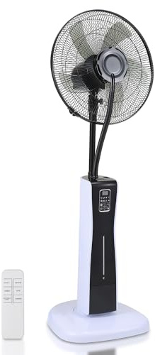 Daromigo Standventilator, 2L Standventilator mit Sprühnebel, ventilator mit Wasserkühlung, Sprühnebel Ventilator mit Fernbedienung und Timer, Schwarz