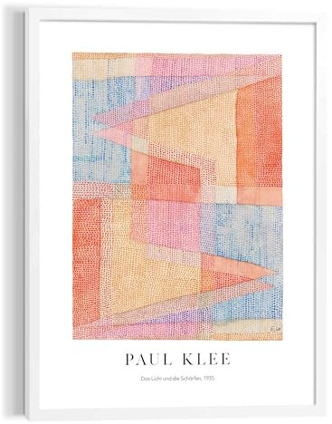 REINDERS Gerahmtes Bild, Paul Klee Triangles, Wohnzimmer, Wandbild, Wanddeko, Poster, MDF, Orange, 70x50cm