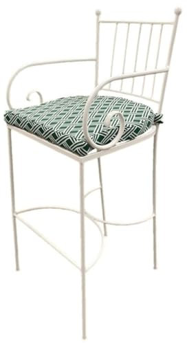 Casa Padrino luxury Art Nouveau wrought iron bar chair with armrests white/green H. 117 cm