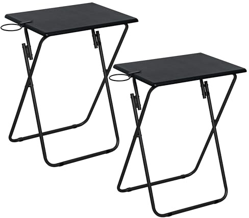 LOFTEY Tv Trays Set of 2, Folding TV Dinner Table, Portable TV Tables for Living Room for Eating, Heavy Duty Foldable Side Table for Eating on Couch&Sofa, Black