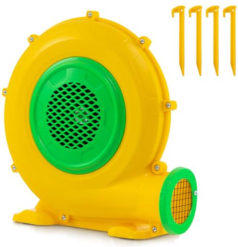 GYMAX Air Blower, Inflatable Bouncy Castle Blower with Ground Stakes, Electric Air Pump Fan for Bounce House and Water Slide (550W 0.6 HP)