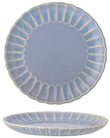 Bloomingville Latina Teller D20xH2cm – Steingut Speiseteller – Hochwertiger Keramikteller für den täglichen Gebrauch & besondere Anlässe – Spülmaschinen- & Mikrowellengeeignet (Hellblau)