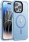 Urarssa Magnetic for iPhone 14 Pro Max Case(6.7), Compatible with MagSafe, Translucent Matte Back Cover, Anti-Fingerprint Soft TPU Slim Bumper Shockproof Protective Phone Case, Blue