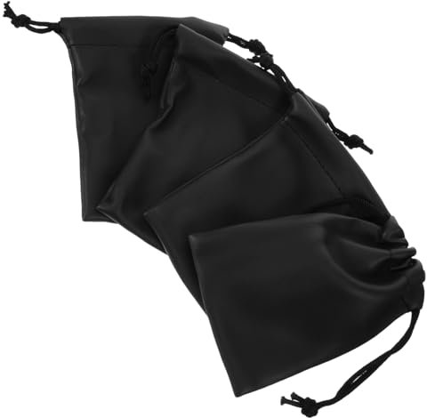 GLSTOY 4pcs Mic Carrier Drawstring Pu Storage Bag Portable Microphone Pouch for for Concerts and Events Protects Against Dirt and Debris