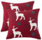 Tosleo 2 Stück Rot Kissenbezug Weihnachten 45x45 Baumwolle Leinen Hirsch Dekorative Zierkissenbezüge Weihnachtsmann Kissenbezug Deko Kissenhülle für Sofa Couch Schlafzimmer Wohnzimmer