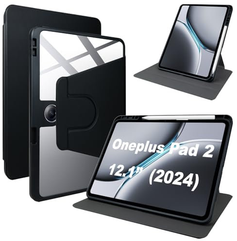 Lemxiee PU Leder Case für Oneplus Pad 2 & Oppo Pad 3 Pro hülle mit Stiftschlitz/Drehständer/Kratzfest,PU Leder + Acryl Hülle für Oneplus Pad 2 & Oppo Pad 3 Pro (2024) 12.1 Cover