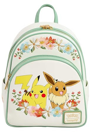 Loungefly Pokemon - Pikachu & Eevee - Floral Mini Backpack - Niedliche Sammeltasche - Geschenkidee - Offizielle Handelswaren - Für Jungen, Mädchen Men und Frauen - Anime Fans
