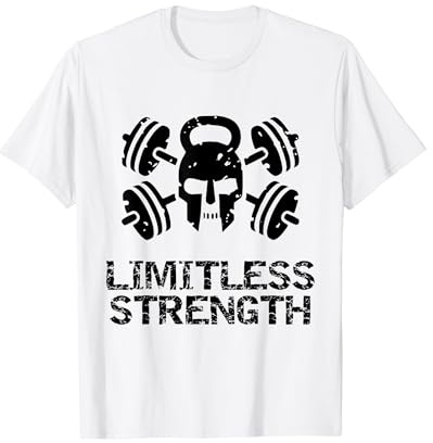 Limitless strength Fitness Kettlebell Skull Design T-Shirt