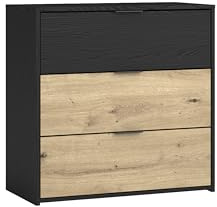byLIVING Kommode Rimini, 3 Schubkästen, B 80, H 80, T 40 cm | Melamin Eiche schwarz und Artisan Eiche