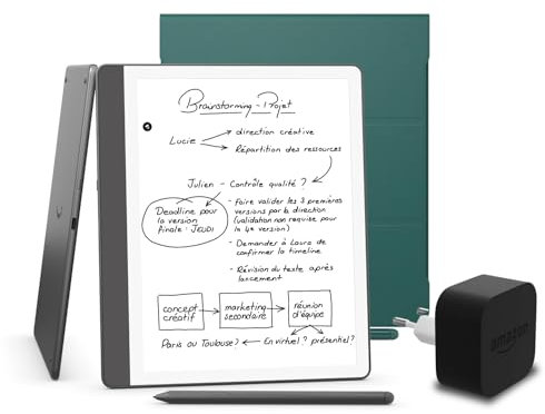 Kindle Scribe (version 2024) 32 GB, une couverture à base de plantes Amazon et un adaptateur secteur Amazon Powerfast 9 W