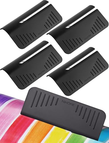 NiHome Lot de 4 coupe-papier cadeau avec boîte de rangement, outil de découpe pour papier cadeau, pour Noël, Nouvel An et emballage cadeau d'anniversaire, ergonomique pour couper des petits et grands