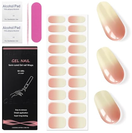 Nagelfolie UV Härtend, Nagelfolien, Nagelfolie Selbstklebend, UV Gel Nagelfolie, Nagel Sticker with Nail File, Nagelaufkleber, UV Hardening Decoration, Uv gel strips (Rosa)