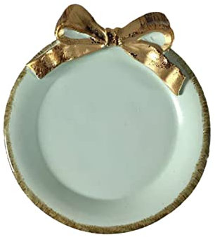 OATIPHO Bandeja De Té Tarde Plato De Frutas Con Lazo Decorativo Vajilla De Postres Resina y Fácil De Apilar