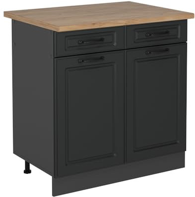Vicco Mueble bajo de Cocina R-Line, Antracita casa de Campo, 80 cm, ET Roble