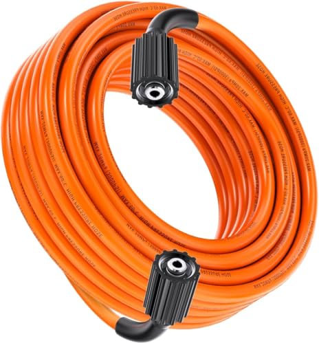 MATXREE M22 Pressure Washer Hose 15M/50FT 1/4, Kink Resistant Power Washer Hose Replacement for Flexzilla Uberflex Ryobi Genarac Troy Bilt Honda Leak-Free Fittings 18Mpa/2610PSI Orange
