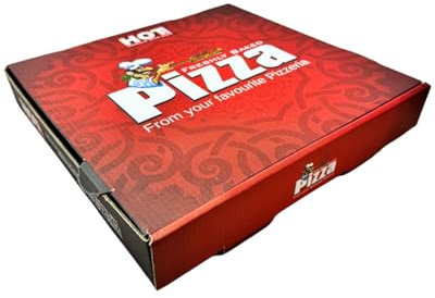 NoblesBox Pizza Box mit Deckel | Pizzakarton 28x28x3,5 cm | Stabile Pizzabox aus Karton | Pizza Kartons für Lieferservice & Pizzeria | Pizza Boxes in Rot | 50 Stück Großpackung