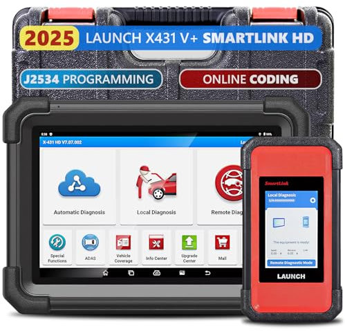 LAUNCH X431 V+ SmartLink HD Heavy Duty Truck Diagnostic Scanner Diesel Commercial Vehicle Full System J2534 ECU Coding Bidirectional OBD Code Reader with ABS SRS DPF Regeneration