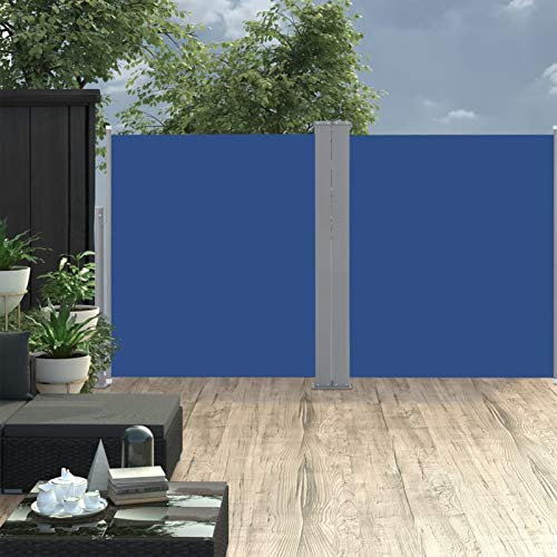 IKAYAA Aluminium Doppel- Seitenmarkise Ausziehbar 160 x 600 cmBlau