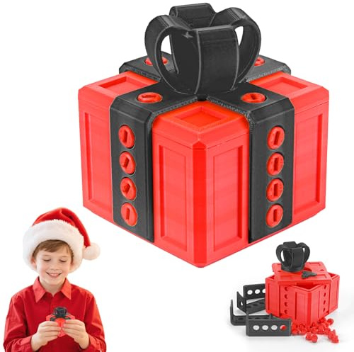 Nervige Geschenkbox, 8CM 3D-Druck Geschenkbox mit Twist Speicher Streichbox Rätsel Für Kreative Geschenke Speicher Streichbox für Valentinstag Kleiner Schmuck Valentinstag Geburtstagsgeschenk (Rot)