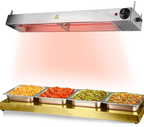 DBMGB Wärmelampe Küche Gastro, Hängende Wärmebrücke Essen mit Drehknopf-Temperaturregelung, Edelstahl Wärmebrücke Speisenwärmer für Küche, Buffets und Hotel (1PC, 60cm)