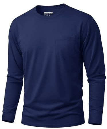 Cavva Tshirt Herren Baumwolle Langarmshirt Funktionsshirt Herren Langarm Rundhals Casual T-Shirt für Männer Dunkelblau L