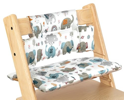 Sitzkissen für Tripp Trapp Hochstuhl, Weich Gepolstert, Leicht zu Befestigen, als Zubehör für Stokke Tripp Trapp, In Verschiedenen Farben Erhältlich (Éléphant)